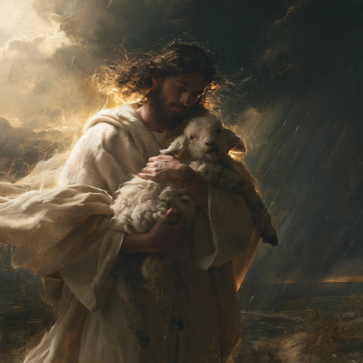 Jesus and the Lamb - Jesus Protecting the Lamb · Square n° 3