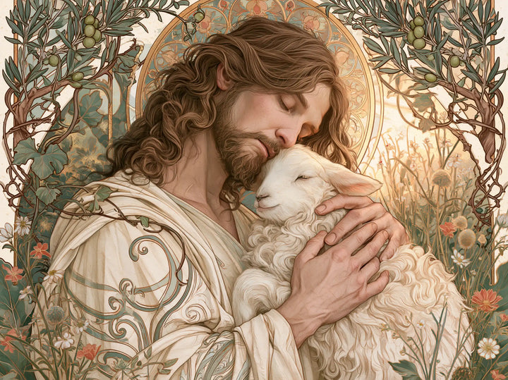 Jesus and the Lamb - Sacred Art Nouveau · Landscape n° 5