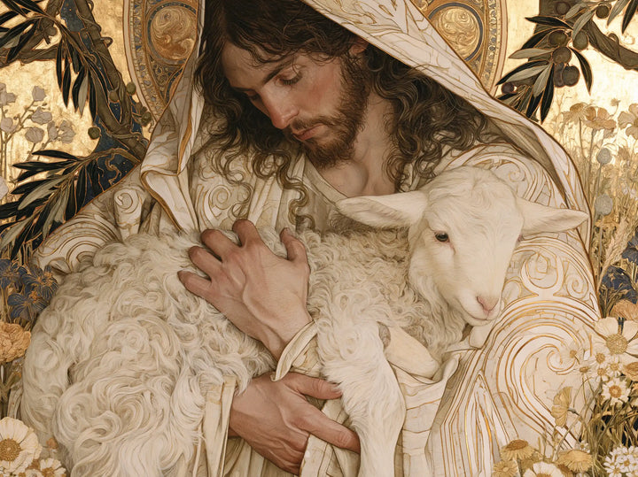 Jesus and the Lamb - Sacred Art Nouveau · Landscape n° 6