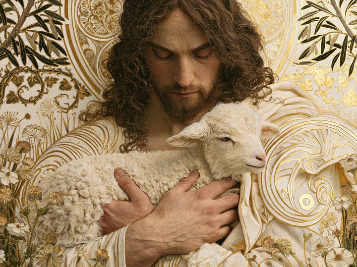 Jesus and the Lamb - Sacred Art Nouveau · Landscape n° 8