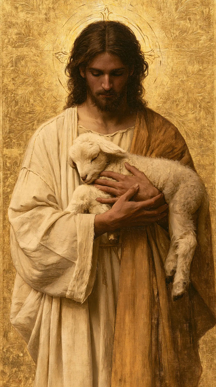 Jesus and the Lamb - Sacred Gold · Portrait n° 5