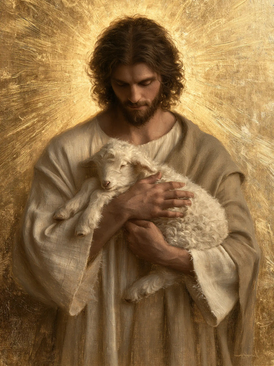 Jesus and the Lamb - Sacred Gold · Portrait n° 12