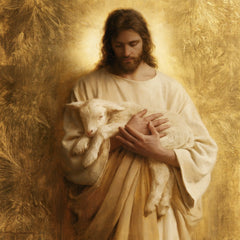 Jesus and the Lamb — Hands at the Heart of Golden Silence