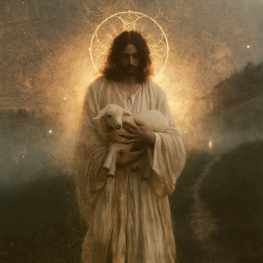 Jesus and the Lamb - Symbolist · Square n° 2