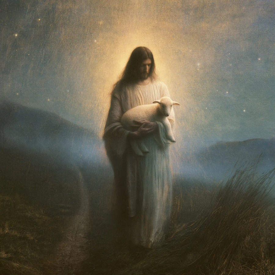 Jesus and the Lamb - Symbolist · Square n° 5