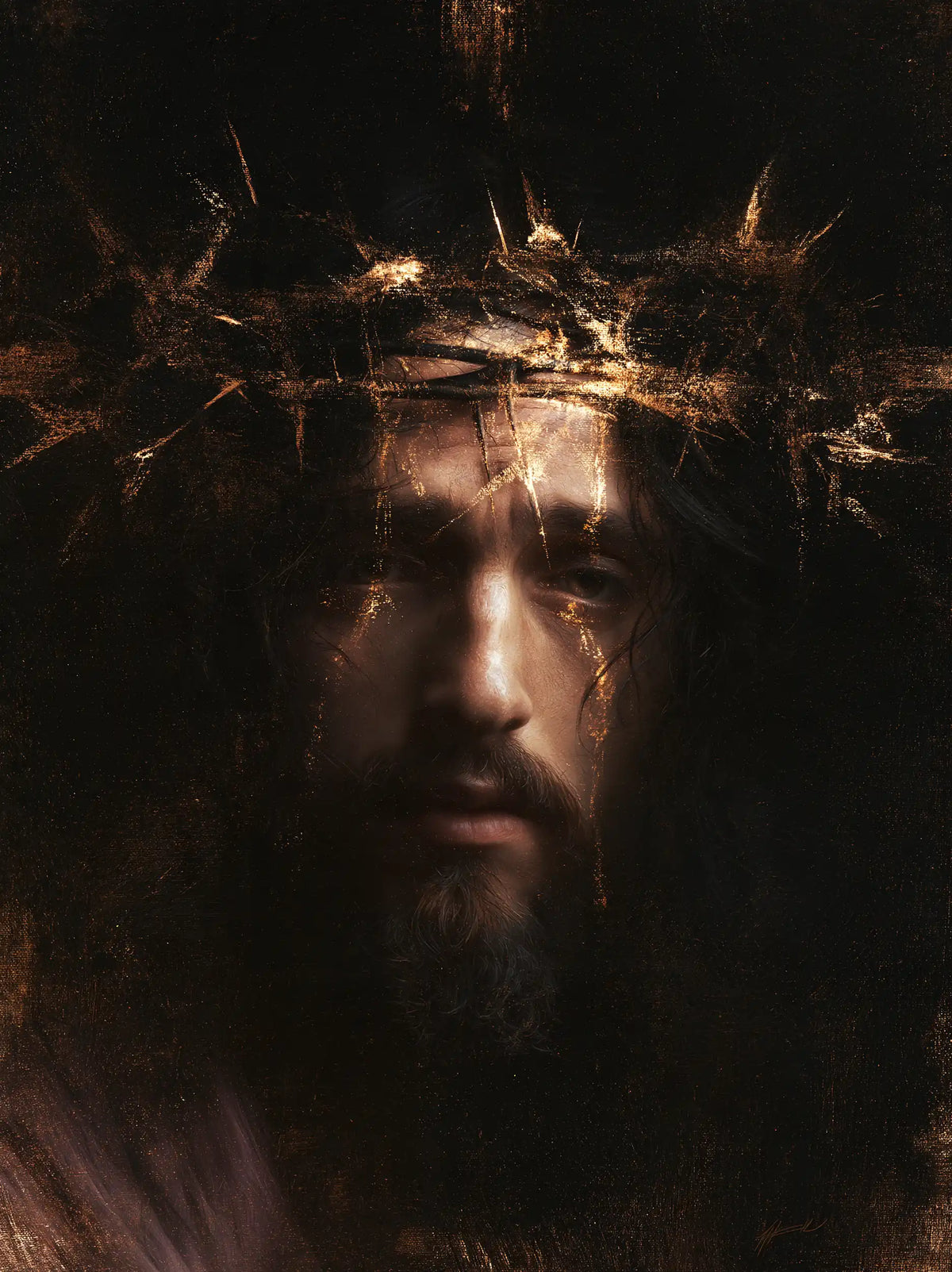 Jesus Crowned with Thorns — The Brow with Threads of Light