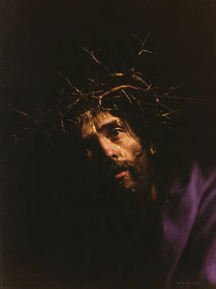 Jesus Crowned with Thorns — Purple beside the Inclining Face