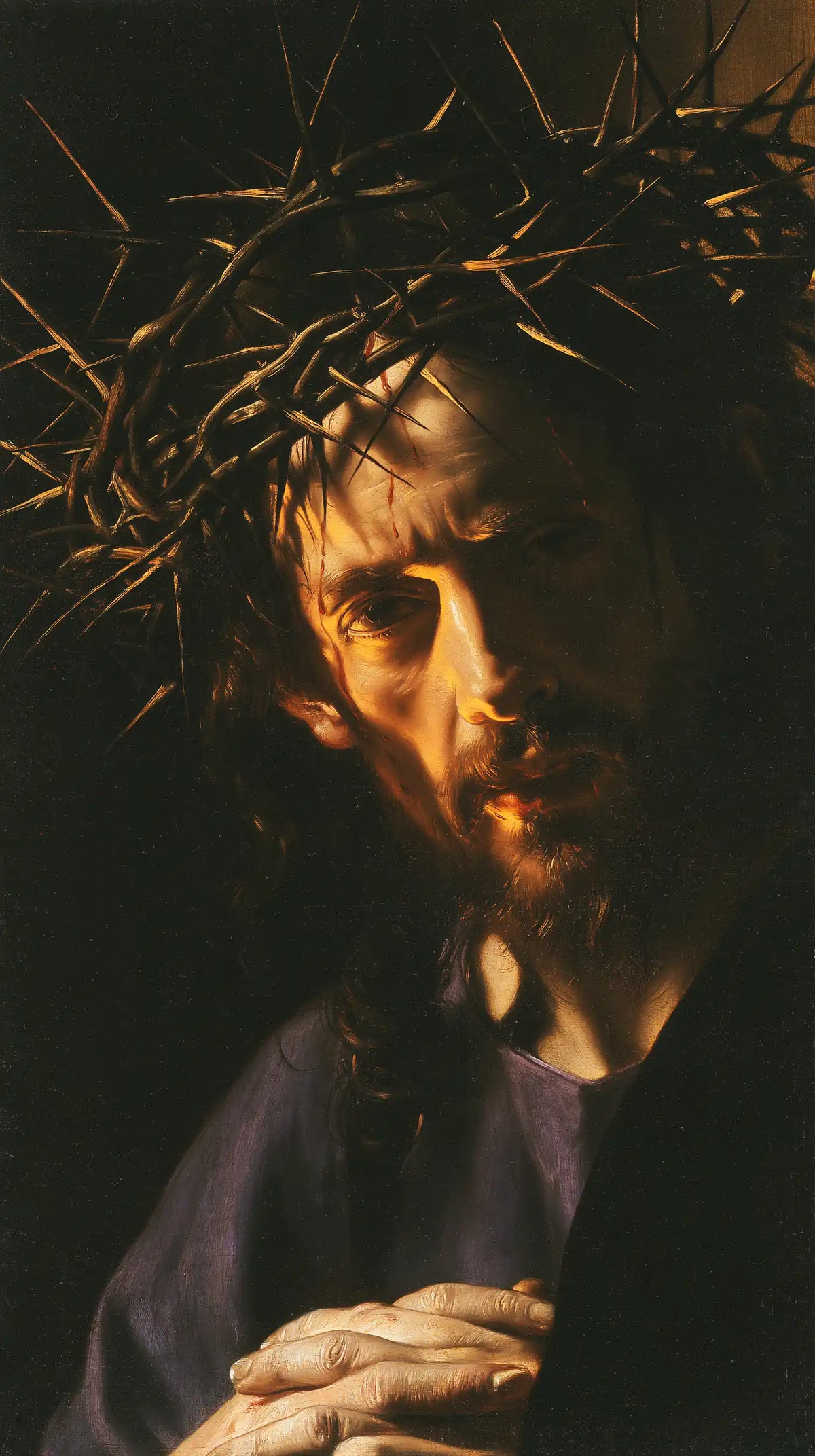 Jesus Crowned with Thorns — Pale Hands at the Foot of Shadow