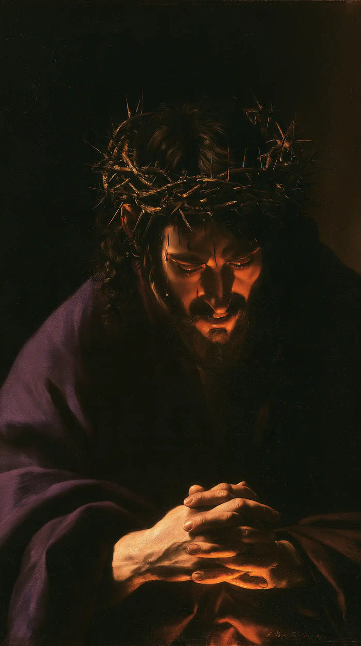 Jesus Crowned with Thorns — Low Gold upon Bowed Prayer