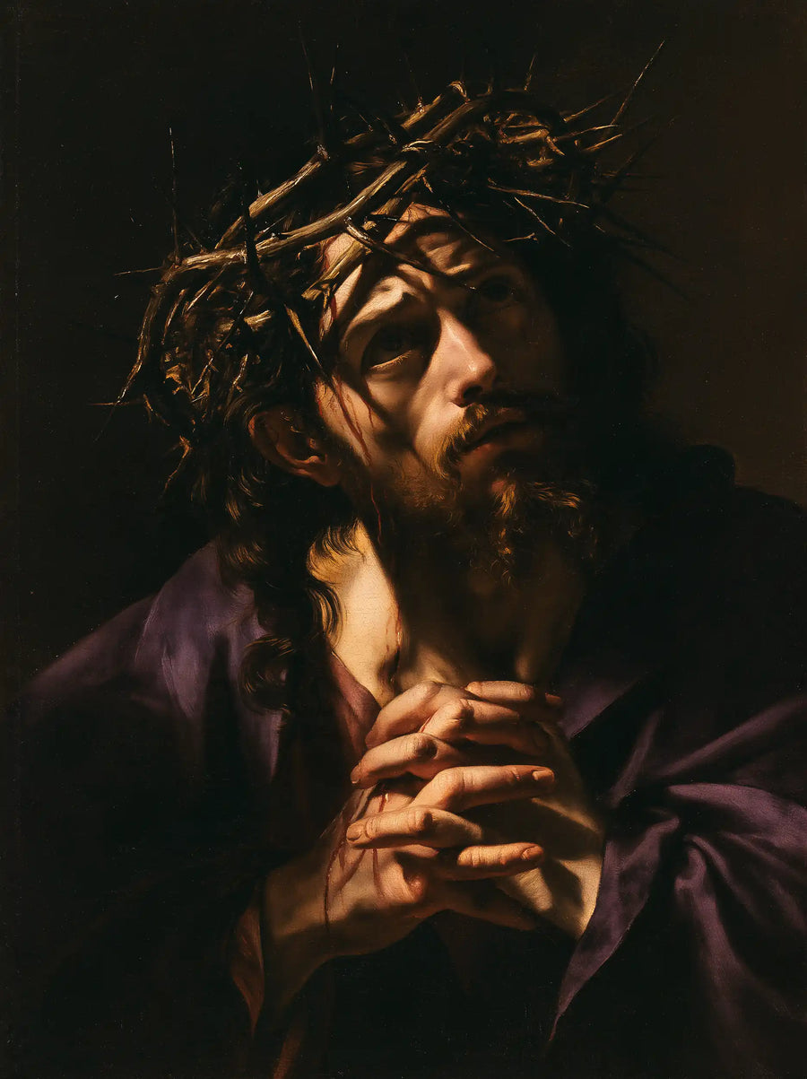 Jesus Crowned with Thorns — Joined Fingers beneath the Inclined Face