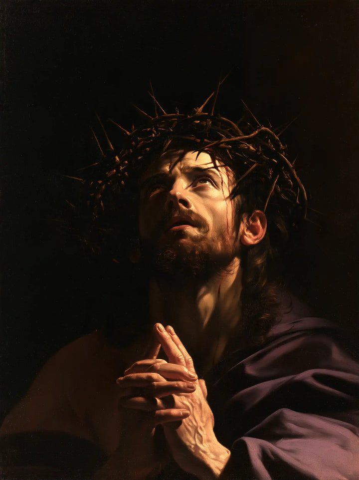Jesus Crowned with Thorns — Prayer with Uplifted Fingers