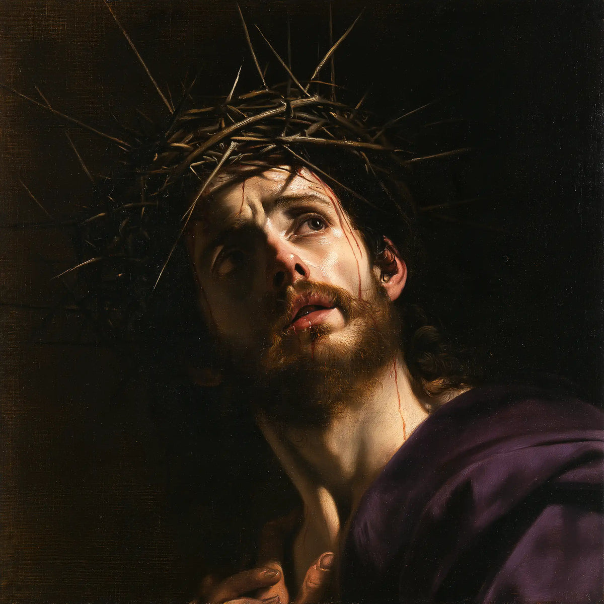 Jesus Crowned with Thorns — The Face Rising toward Daylight