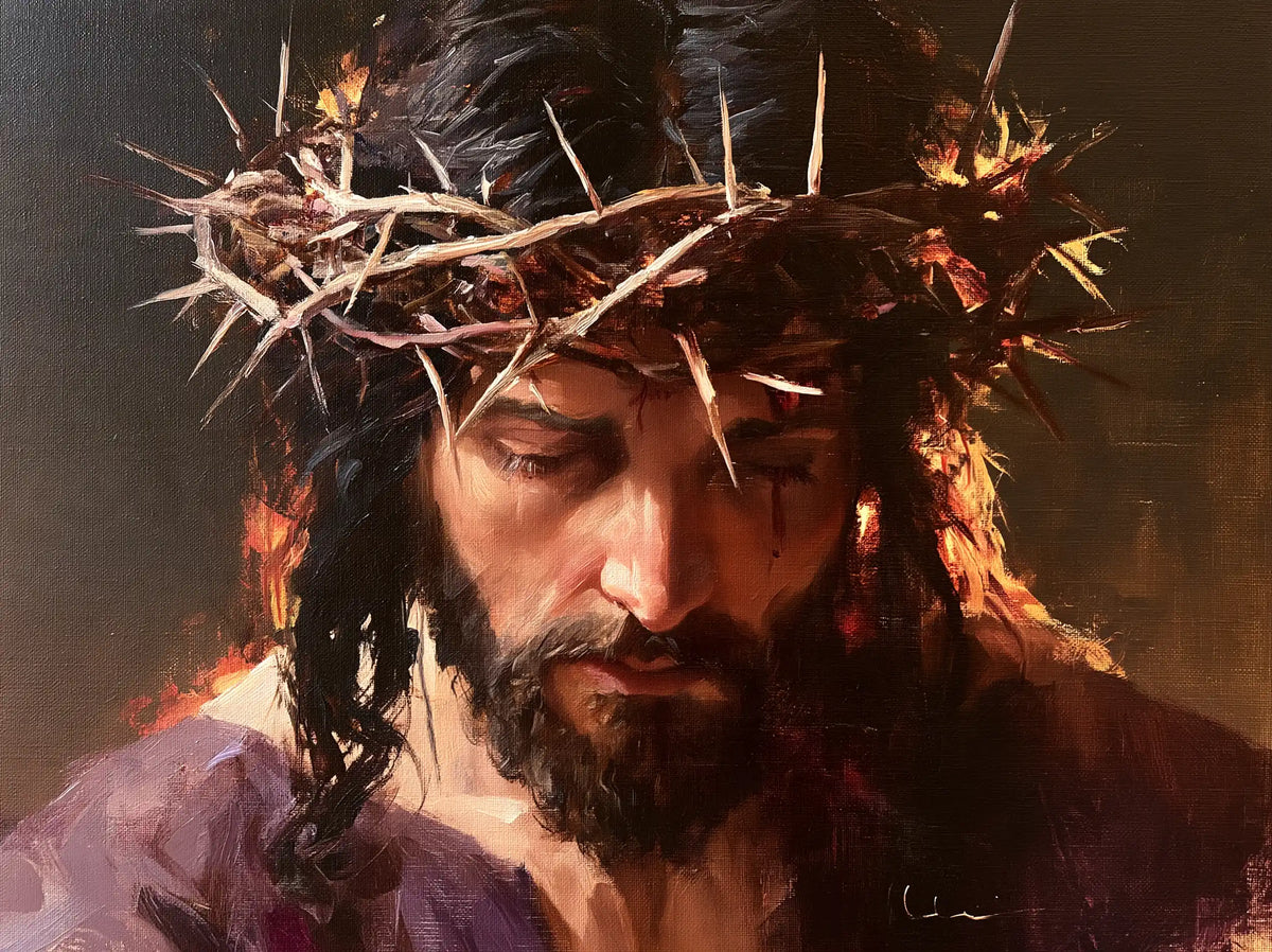 Jesus Crowned with Thorns — The Bowed Brow with Ember Reflections