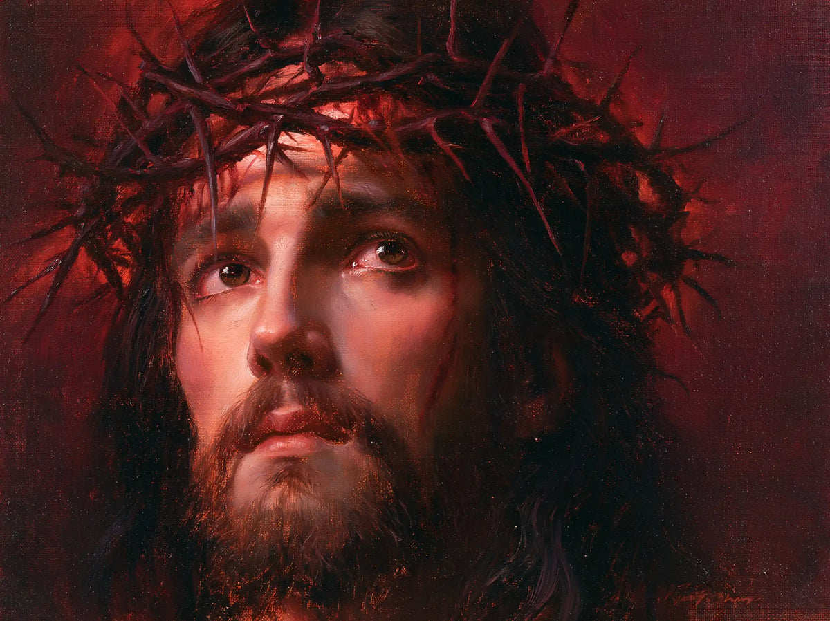 Jesus Crowned with Thorns — The Presence in Carmine Velvet