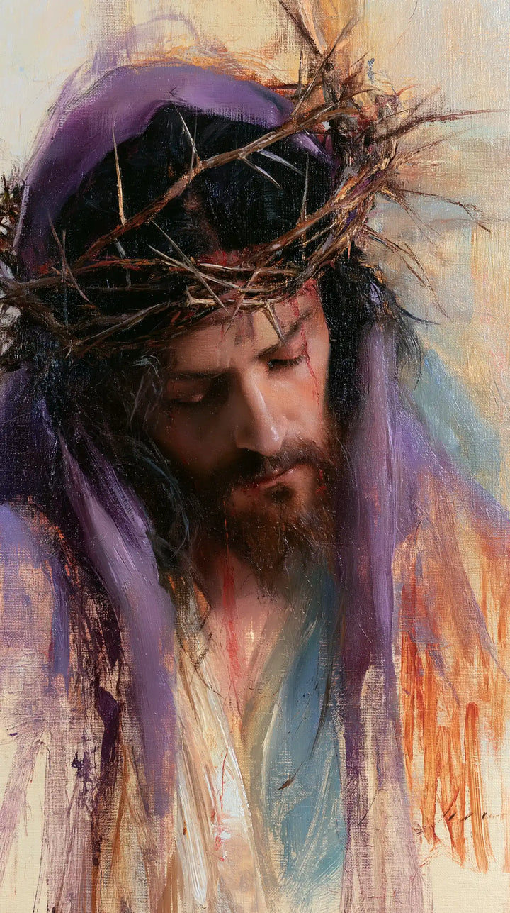 Jesus Crowned with Thorns — The Brow Lowered into Pale Light
