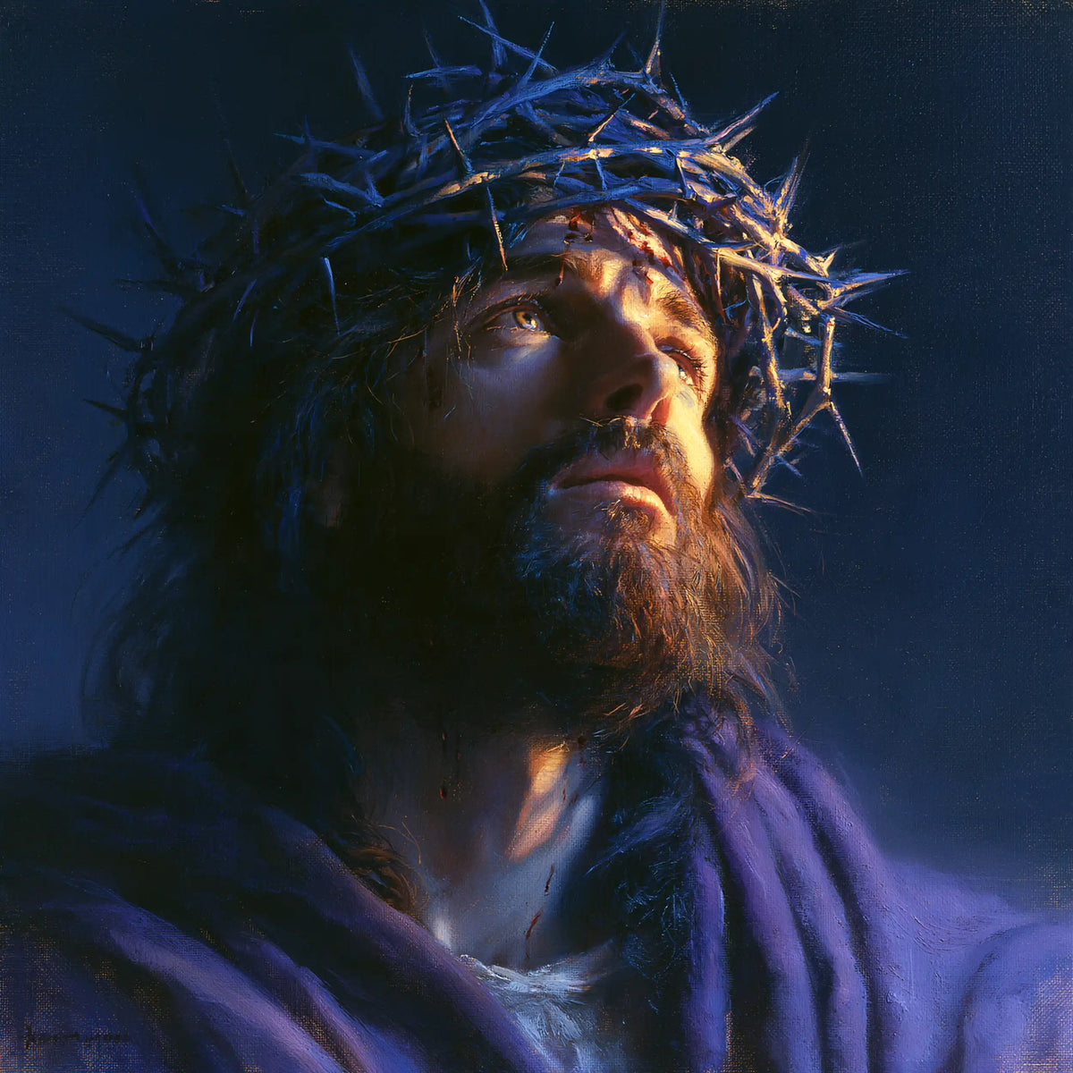 Jesus Crowned with Thorns — The Blue Crown upon the Amber Brow
