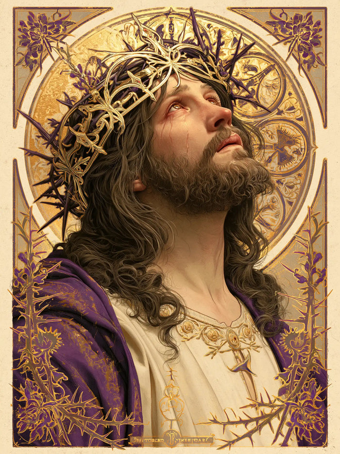 Jesus Crowned with Thorns — The White Robe with Golden Flowers