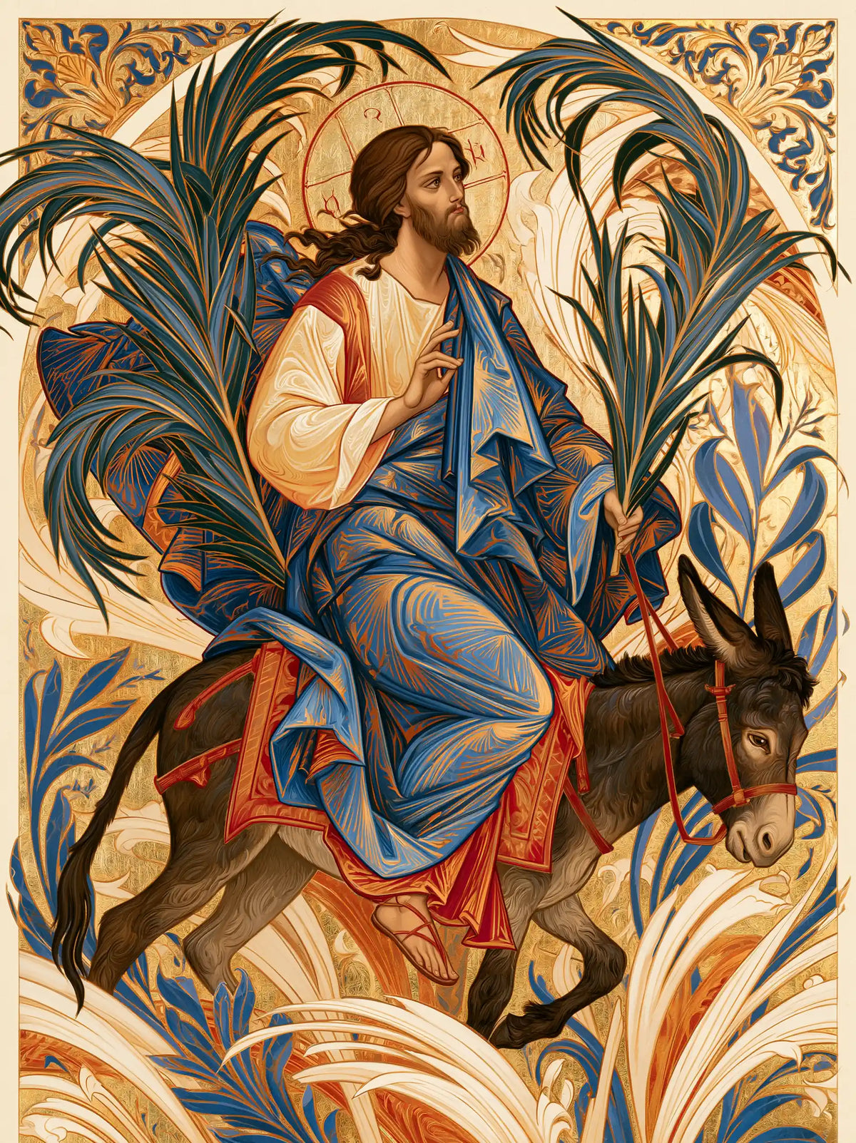 Jesus Enters Jerusalem – Sacred Art Nouveau · Portrait no. 8