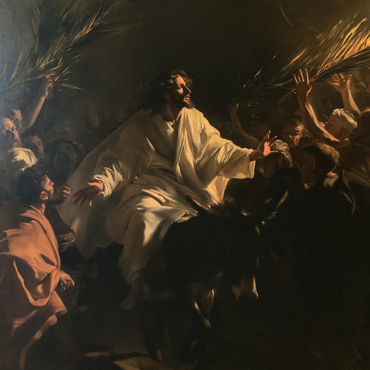 Jesus Enters Jerusalem – Caravaggio Tenebrism · Square no. 7