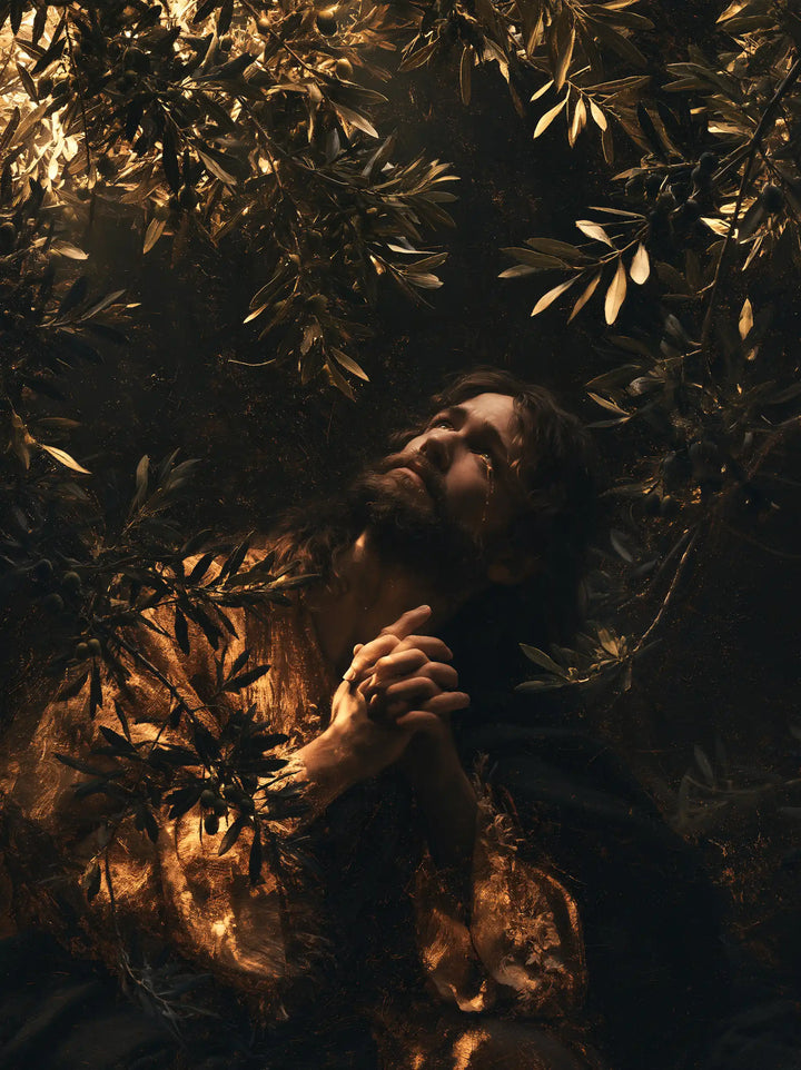 Jesus in Gethsemane - Black and Gold · Portrait n° 3