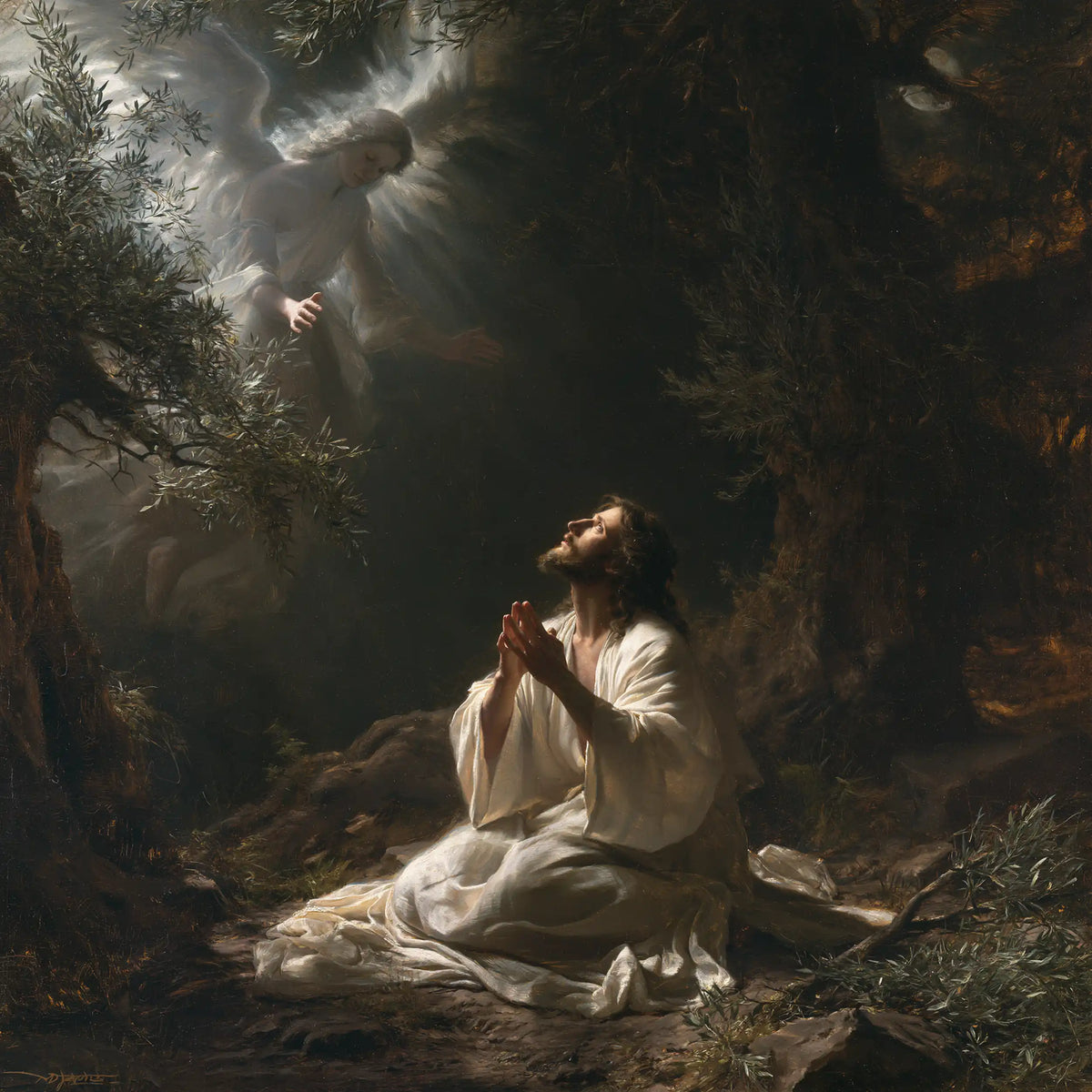 Jesus in Gethsemane — Heaven Close to Clasped Hands