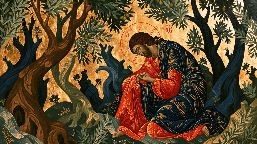 Jesus in Gethsemane - Contemporary Byzantine · Landscape n° 15