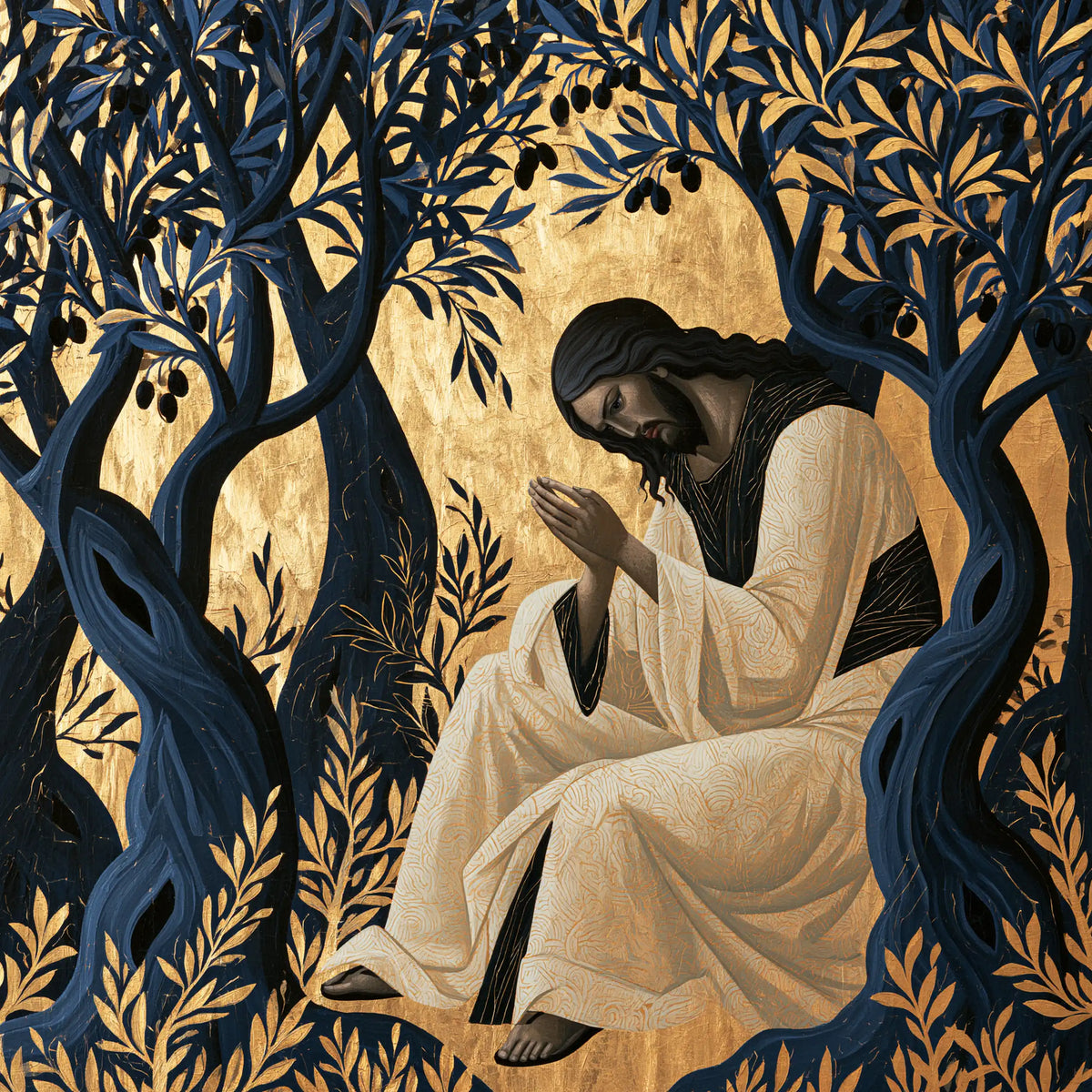 Jesus in Gethsemane - Contemporary Byzantine · Square n° 8