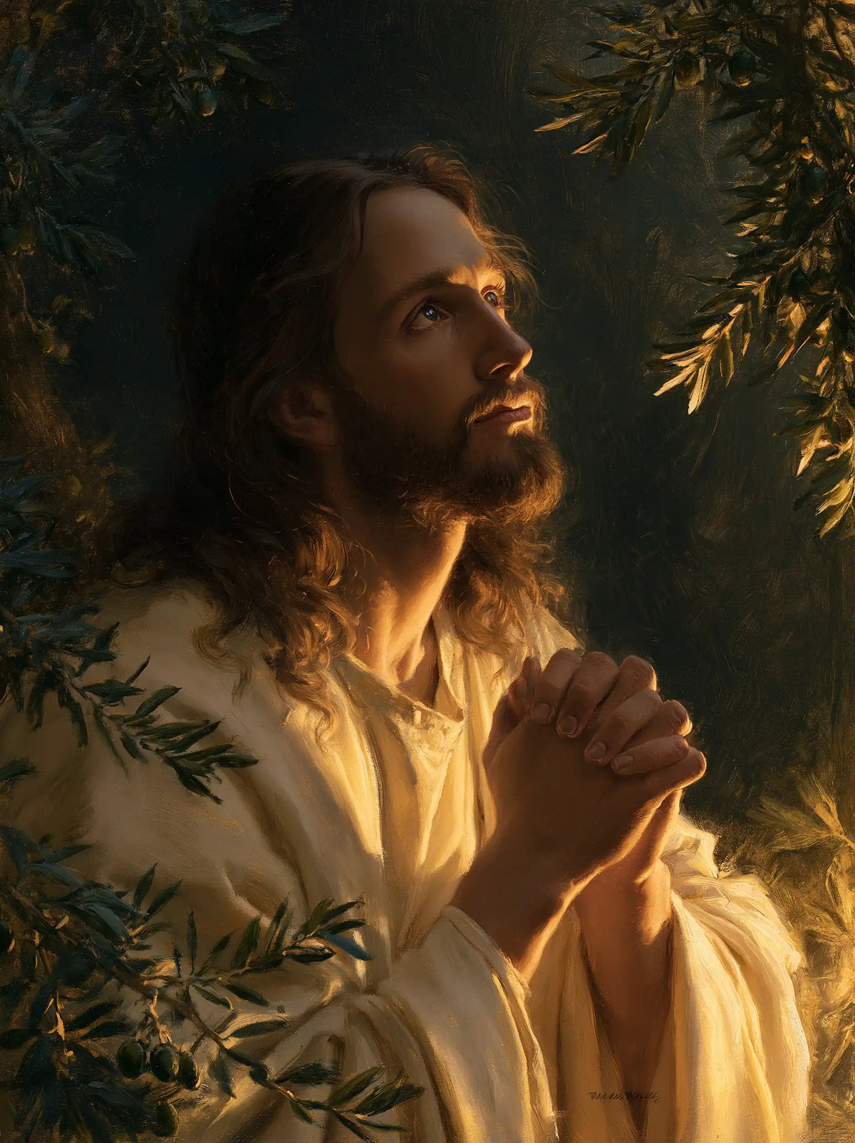 Jesus in Gethsemane — Radiance upon Temple and Linen