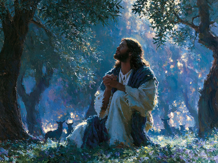 Jesus in Gethsemane — Prayer among Dewy Glimmers