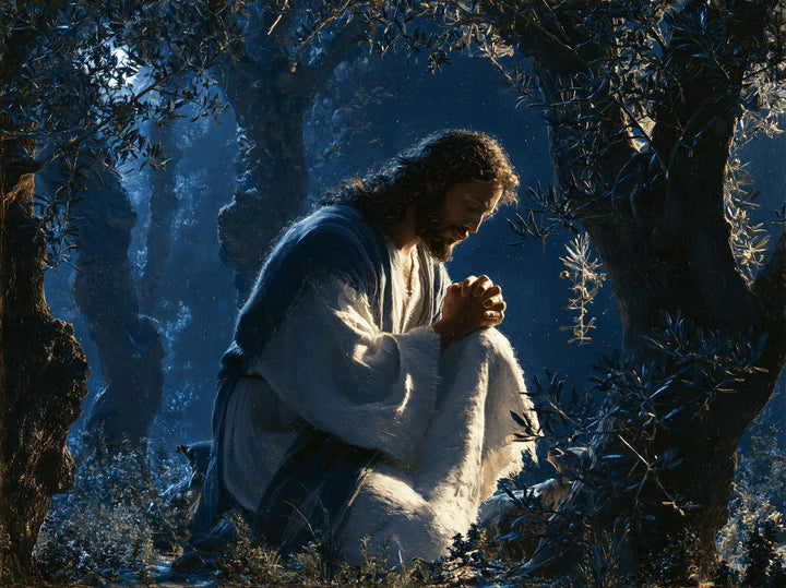 Jesus in Gethsemane - Midnight Blue Chiaroscuro · Landscape n° 4