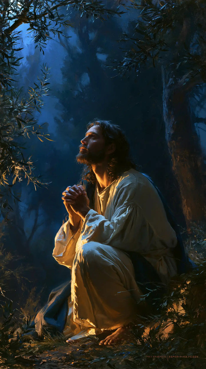 Jesus in Gethsemane - Midnight Blue Chiaroscuro · Portrait n° 5