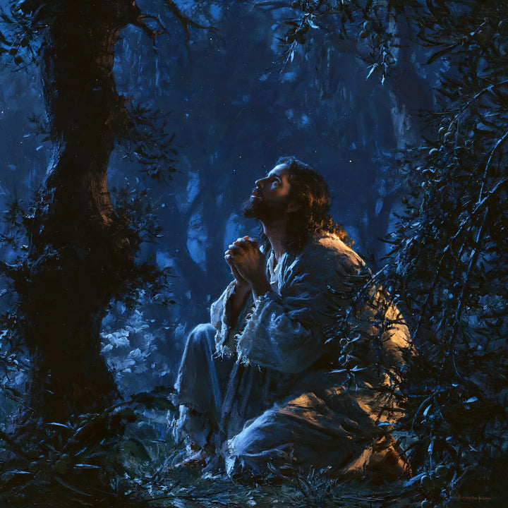 Jesus in Gethsemane - Midnight Blue Chiaroscuro · Square n° 8