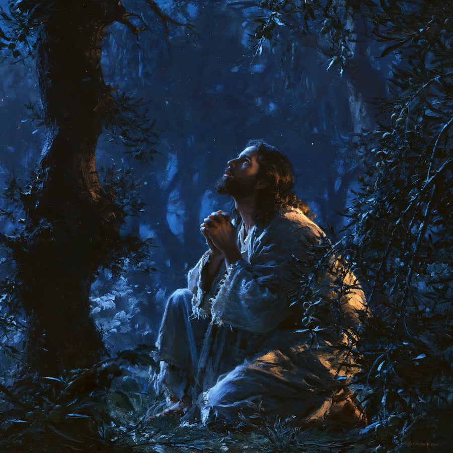 Jesus in Gethsemane - Midnight Blue Chiaroscuro · Square n° 8