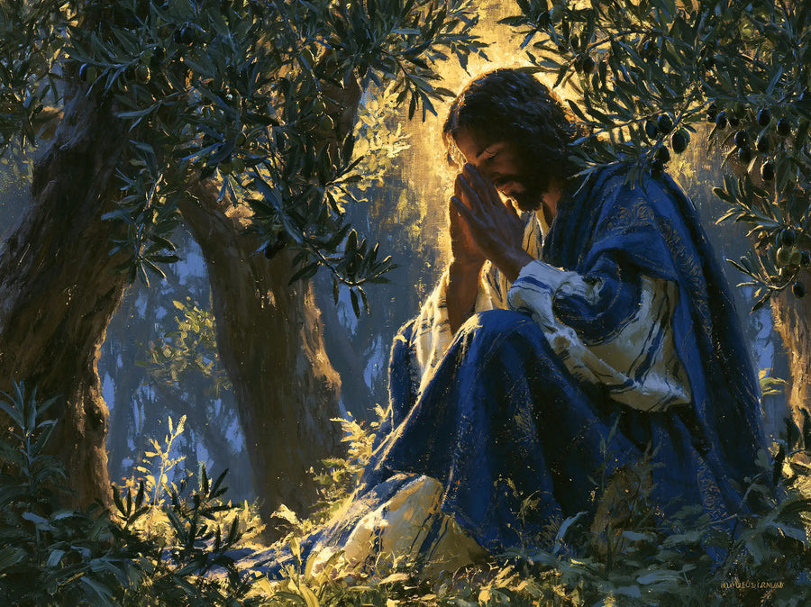 Jesus in Gethsemane - Gethsemane in Midnight Blue, Olive and Gold · Landscape n° 6