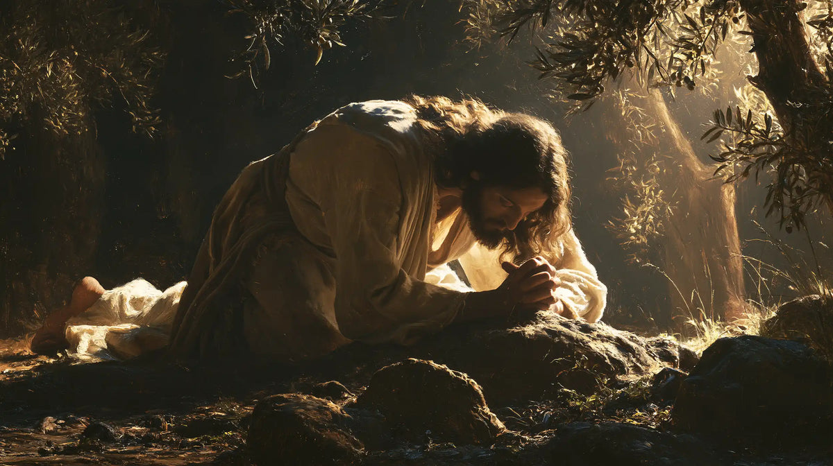 Jesus in Gethsemane — Surrender upon the Luminous Rock