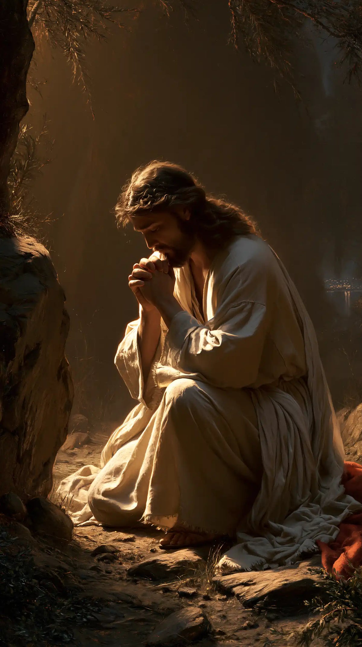 Jesus in Gethsemane — The Bowed Brow in the Brown Beam