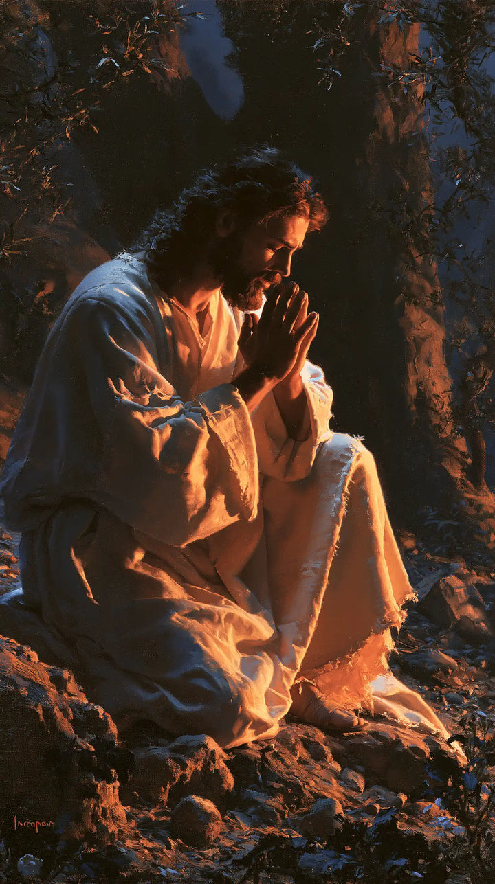 Jesus in Gethsemane — Hands in Copper Light