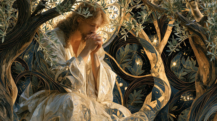 Jesus in Gethsemane — Ivory Crossed by Arabesques