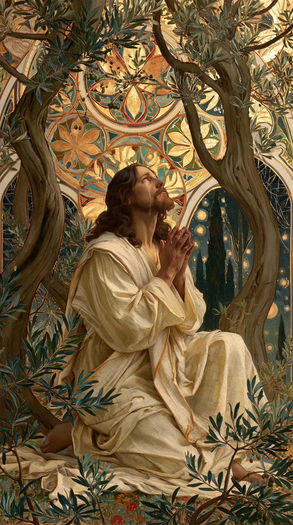 Jesus in Gethsemane - Sacred Art Nouveau · Portrait n° 5