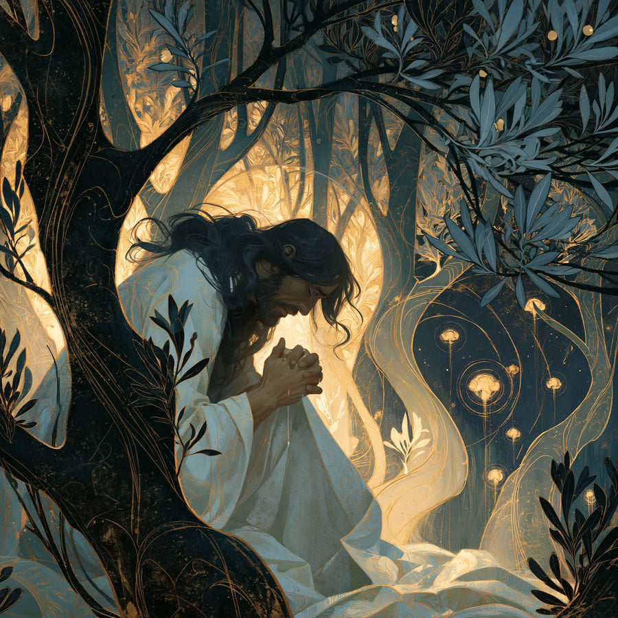 Jesus in Gethsemane — White before the Tree of Light