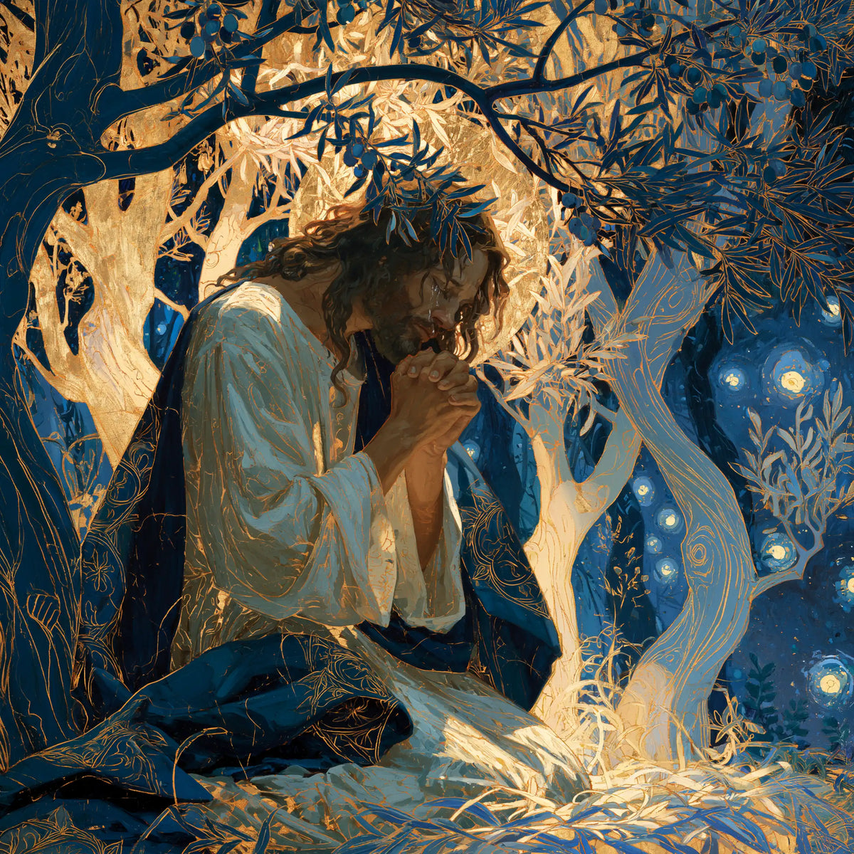 Jesus in Gethsemane - Sacred Art Nouveau · Square n° 7