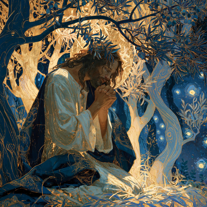Jesus in Gethsemane - Sacred Art Nouveau · Square n° 7