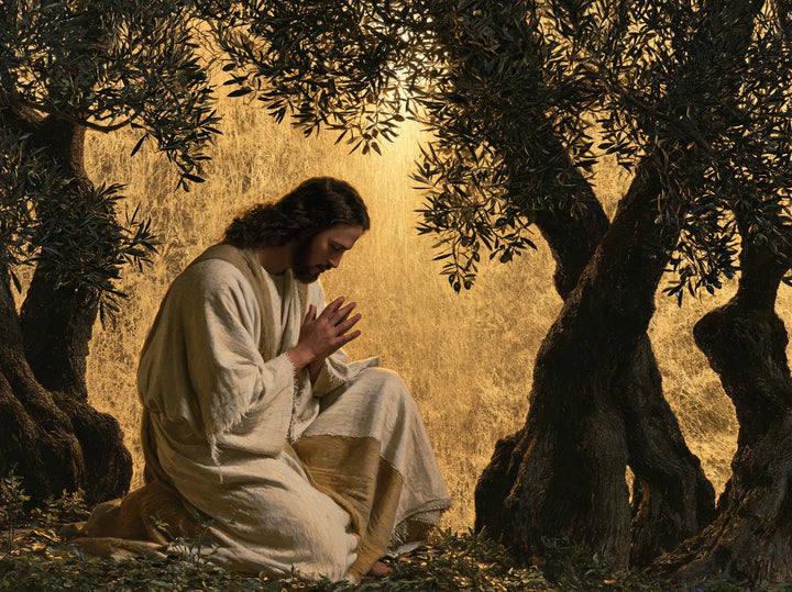 Jesus in Gethsemane — Reverence before Still Gold