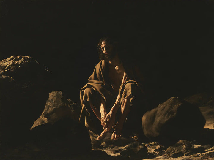 Jesus in the Desert - Caravaggio Tenebrism · Landscape n° 8