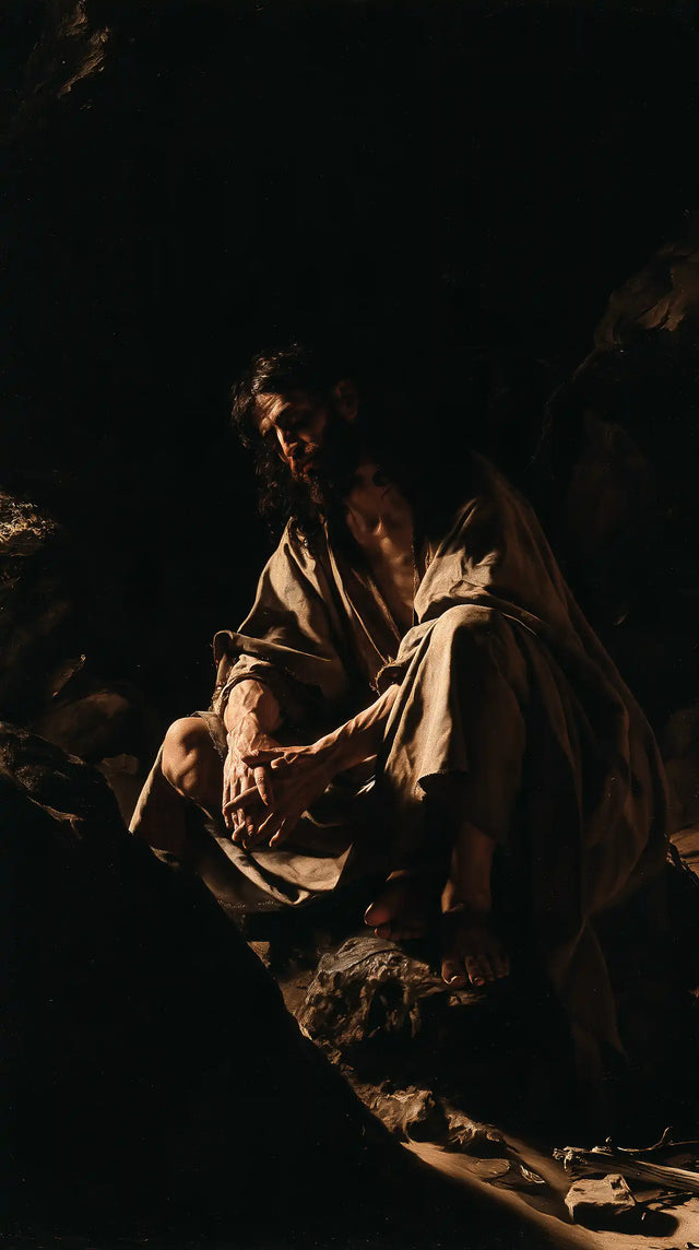 Jesus in the Desert - Caravaggio Tenebrism · Portrait n° 5
