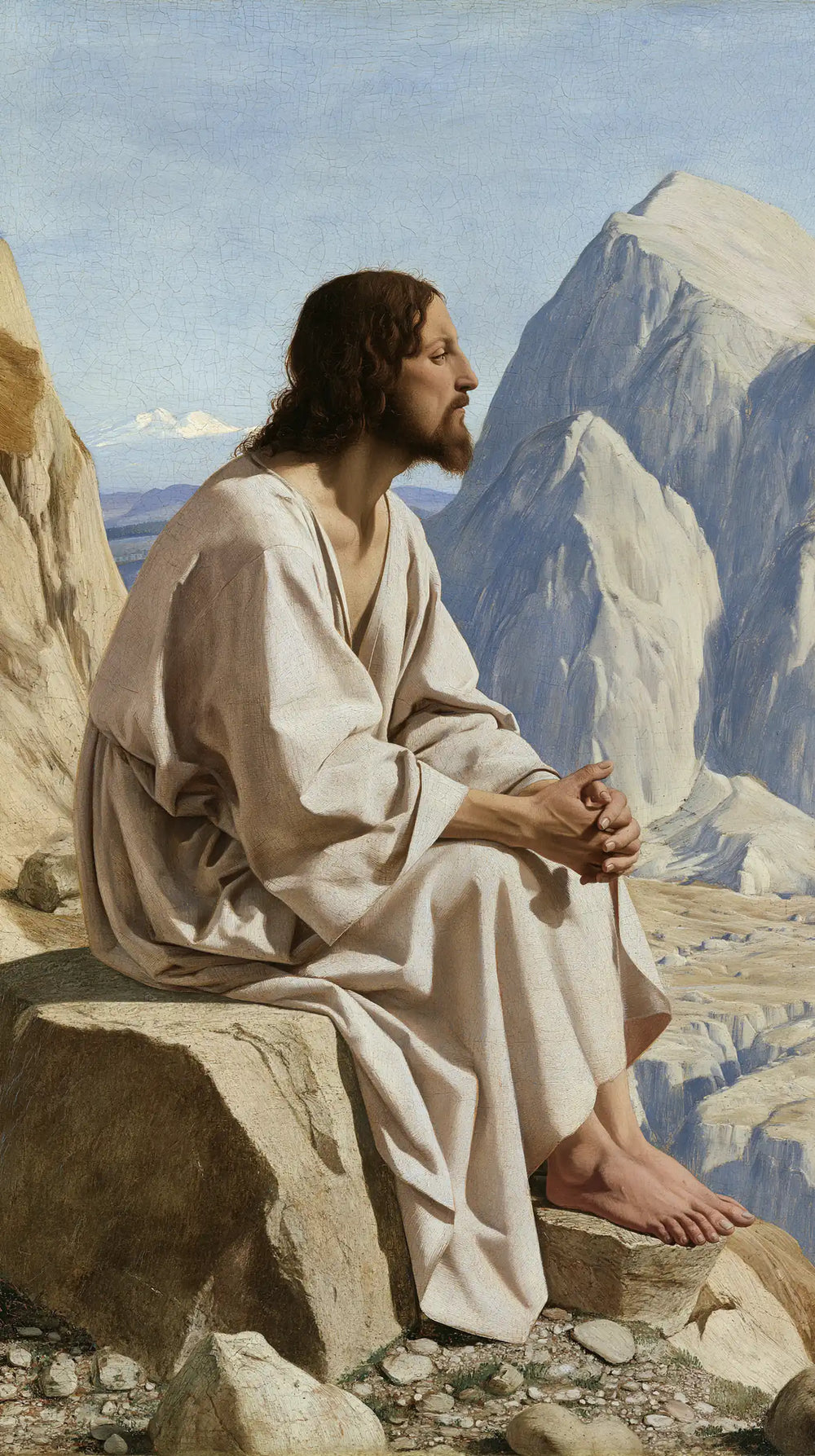 Jesus in the desert during the temptation in Florentine Renaissance style, portrait Christian artwork no. 24