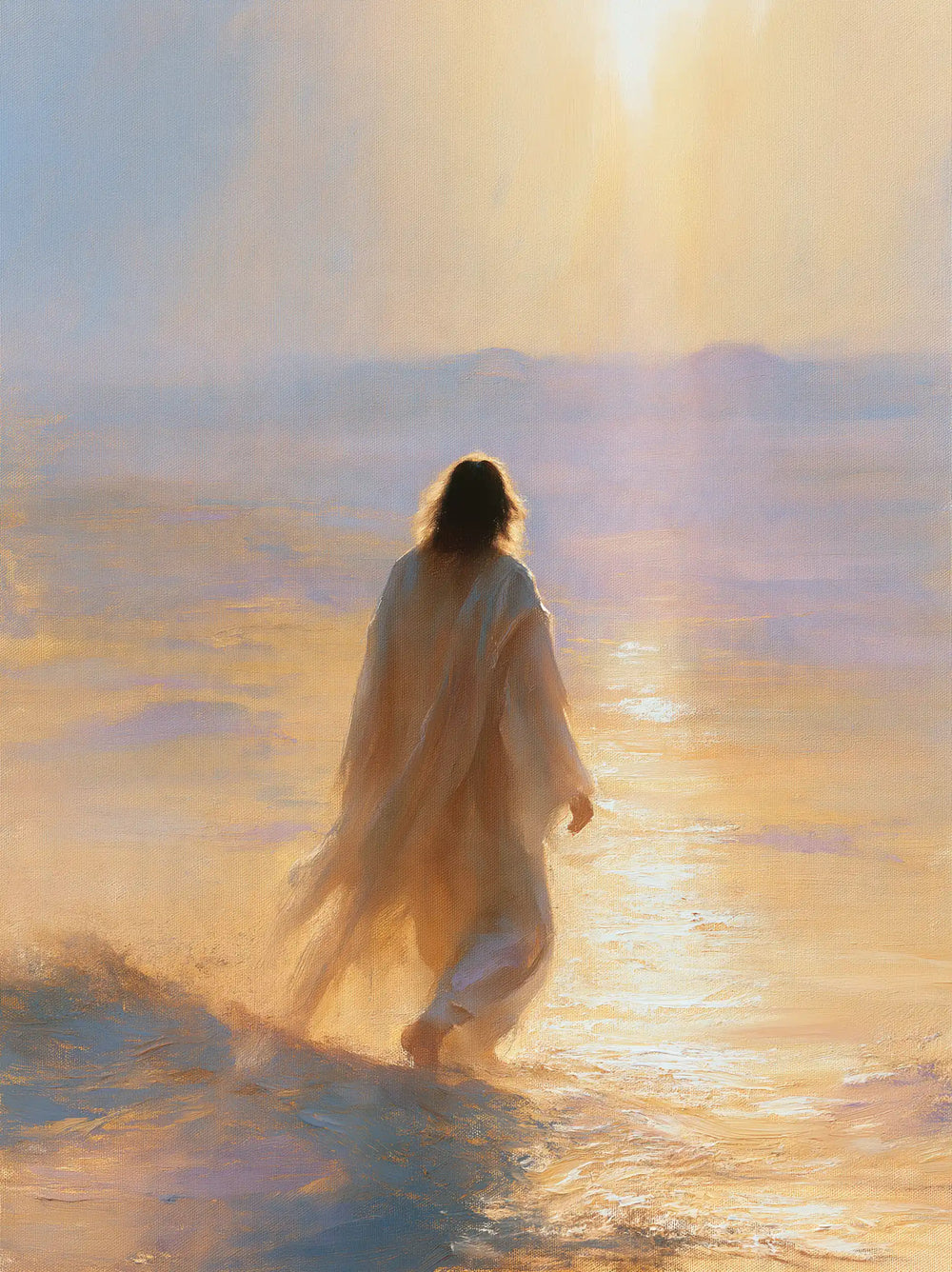 Jesus in the desert during the temptation in Impressionist style, portrait Christian artwork no. 18