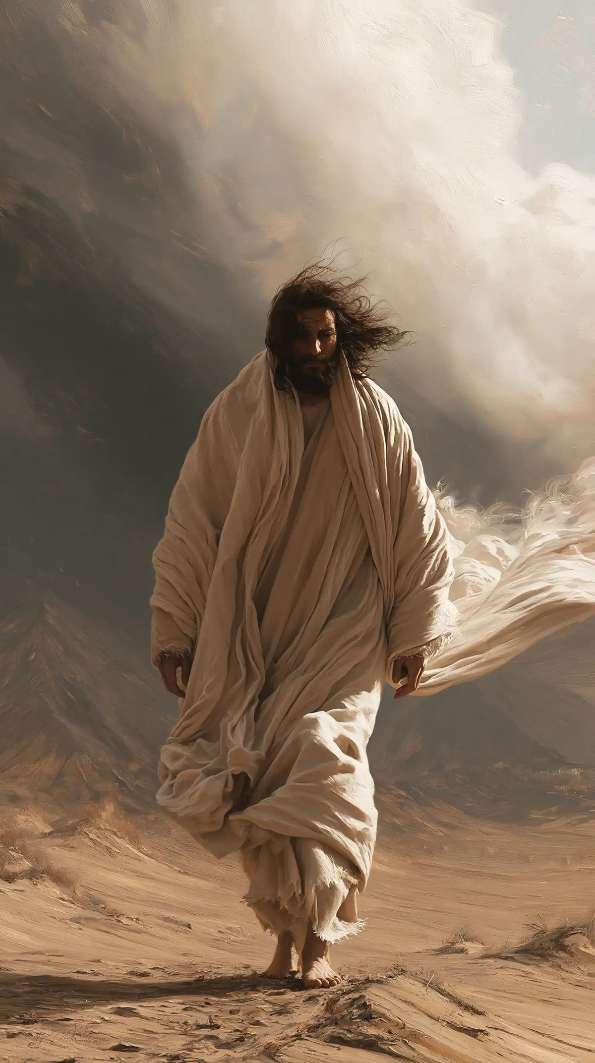 Jesus in the Desert — Walking beneath the Slanting Sky