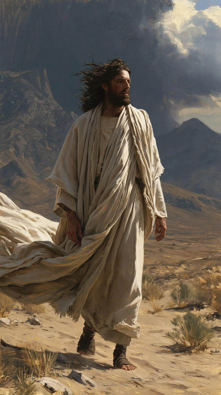 Jesus in the Desert — The Wind Gathered in Linen