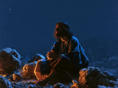 Jesus in the Desert — Hands Joined beneath the Solitary Star